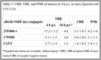 Table 3: CBR, TBR, and PNR of tumors at 4 h p