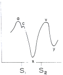 Figure 19.8. Drawing of jugular venous pulse showing rapid x and y descents as may be noted in constrictive pericarditis.