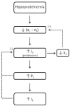 Figure 4.2. Hypoproteinemia reduces the effective colloid osmotic pressure gradient (πc − πt), resulting in increases in transcapillary fluid flux (JV).