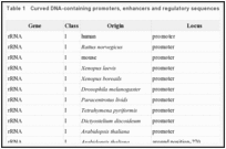 Table 1. Curved DNA-containing promoters, enhancers and regulatory sequencesa.