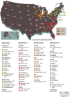 FIGURE 2.13. Locations and names of currently operating nuclear plants in the United States.