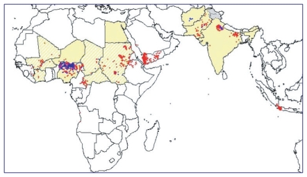 FIGURE 1-2. International spread of polio from Nigeria in 2003.