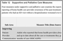 Table 12. Supportive and Palliative Care Measures.