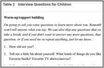 Table 3. Interview Questions for Children.