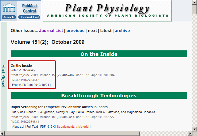 Plant Phys TOC Screen Shot