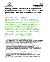 Cover of Taking account of context in population health intervention research: guidance for producers, users and funders of research