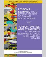 Cover of Lessons Learned from Diverse Efforts to Change Social Norms and Opportunities and Strategies to Promote Behavior Change in Behavioral Health