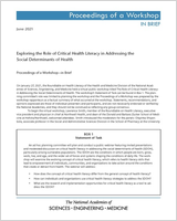 Cover of Exploring the Role of Critical Health Literacy in Addressing the Social Determinants of Health