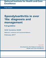Cover of Spondyloarthritis in over 16s: diagnosis and management
