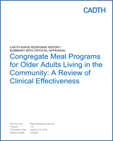 Cover of Congregate Meal Programs for Older Adults Living in the Community: A Review of Clinical Effectiveness