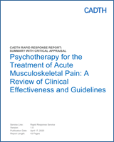 Cover of Psychotherapy for the Treatment of Acute Musculoskeletal Pain: A Review of Clinical Effectiveness and Guidelines