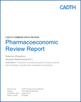 Cover of Pharmacoeconomic Review Report: Patisiran (Onpattro)