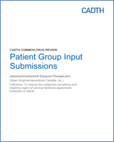 Cover of Patient Group Input Submissions: AbobotulinumtoxinA (Dysport Therapeutic)