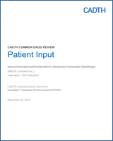 Cover of Patient Input: doravirine/lamivudine/tenofovir disoproxil fumarate (Delstrigo)