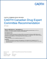 Cover of CADTH Canadian Drug Expert Committee Recommendation: Nitisinone (MDK-Nitisinone — MendeliKABs Inc.)