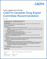 Cover of CADTH Canadian Drug Expert Committee Recommendation: Eculizumab (Soliris — Alexion Pharma Canada Corp.)